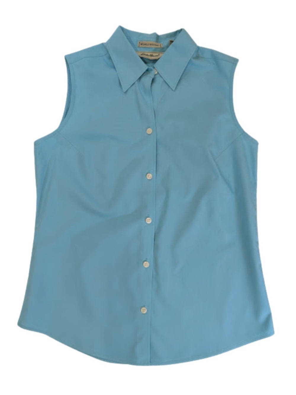 Eddie Bauer Light Blue Sleeveless Button Down Shirt S Wrinkle Resistant Capsule